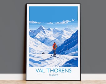 Val Thorens Wall Art Travel Poster, Travel Print of Val Thorens , Ski Poster, Val Thorens  Art Gift, France Ski Art Travel Gift