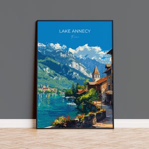 Lake Annecy Travel Print Wall Art, Travel Poster of Lake Annecy, Lake Annecy Art Lovers Gift, France, French Lakes Art Gift