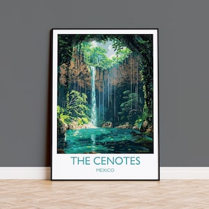Cenotes of Yucatan Travel Print, Mexico Travel Print Collection, Travel Wall Art, Cenotes Art Print Gift, Yucatan Art image 1