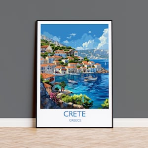 Crete Reisedruck, Reiseposter von Crete, Griechenland Geschenk, Griechische Inseln Kunstliebhaber Geschenk, Crete Geschenk Kunst, Wand Kunst Print