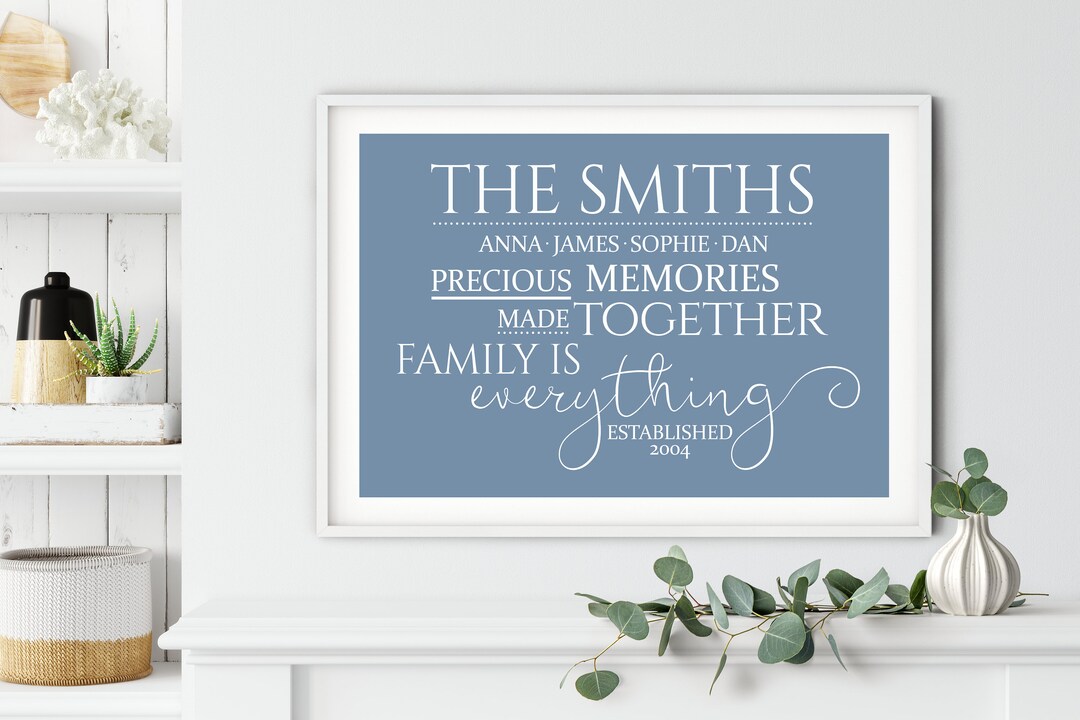 Personalised Family Word Art, Gift for Family, Canvas Digital Art Print