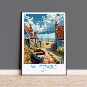 Whitstable Travel Poster, Travel Print of Whitstable, Kent Coast Art Gift, England, Whitstable Art Lovers Gift, Wall Art Print