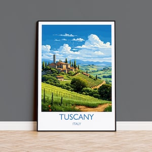 Tuscany Travel Print Wall Art, Travel Poster of Tuscany, Tuscany Art Lovers Gift,  Italy Art Gift