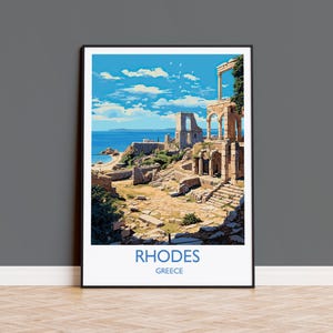 Rhodes Travel Print, Travel Poster of Rhodes, Greece Gift, Greek Islands Art, Rhodes Gift, Wall Art Print