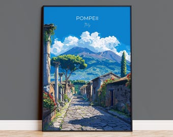 Pompeii Travel Print Wall Art, Travel Poster of Pompeii, Pompeii Art Lovers Gift, Italy, Italian Art Gift