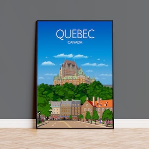 Quebec Travel Poster Wall Art, Travel Print of Quebec, City of Quebec Canada, Canada Gift, Quebec Art Lovers Gift, Cityscape