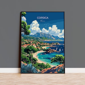 Corsica Travel Poster Wall Art, Travel Poster of Corsica, Corsica Art Lovers Gift, France, French Art Gift