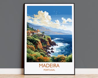Väggkonst för resefotografering på Madeira, reseaffisch med Madeira, konsttryck på Madeira, väggtryck för Portugal, present till konstälskare på Madeira