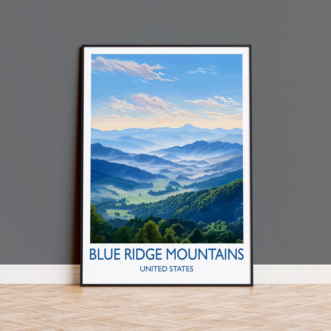Blue Ridge Mountains Poster, Travel Print of Blue Ridge Mountains ...
