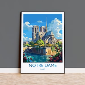 Notre Dame Paris Reiseplakat, Reisedruck von Notre Dame Paris, Frankreich, Paris Kunstliebhaber Geschenk, Notre Dame Frankreich Wandkunst