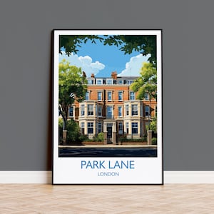Park Lane Travel Poster Wall Art, Travel Print of Park Lane, London Poster, Park Lane Gift, Park Lane Art, London Art Lovers UK Travel Gift