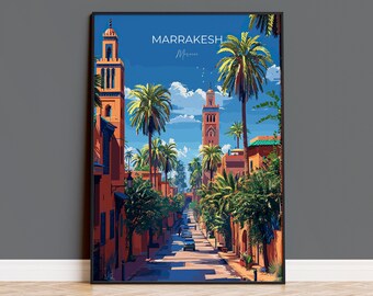 Marrakesh Travel Poster Wall Art, Travel Print of Marrakesh, Marrakesh Art Lovers Gift, Morocco Wall Art