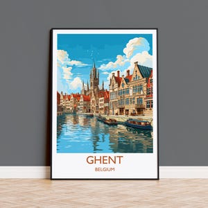 Ghent Poster, Travel Print of Ghent, Ghent Gift Art, Belgium Wall Art, Travel Gift