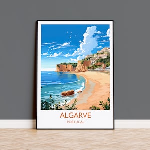 Algarve Reisedruck, Reiseplakat von Algarve, Portugal, Algarve Kunst, Algarve Geschenk, Wandkunst