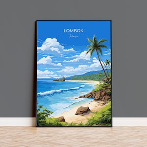 Lombok Print, Travel Poster of Lombok, Indonesia, Lombok Gift, Indonesia Art Gift, Travel Gift, Wall Art Print