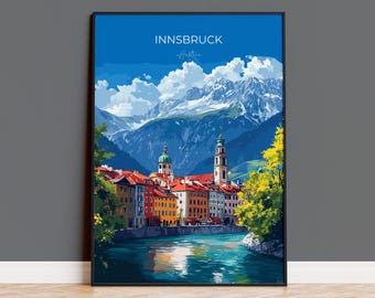 Innsbruck Wall Art Travel Print, Travel Poster of Innsbruck, City Poster, Innsbruck Art Gift, Austria Art Travel Lovers Gift
