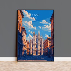 Milan Travel Print Wall Art, Travel Poster of Milan, Milan Art Lovers Gift, Italy, Italian City Art Gift