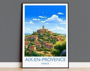 Aix-en-Provence Travel Print, Travel Poster of Aix-en-Provence, France, Provence Art, Aix-en-Provence Gift, Wall Art Print
