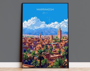Marrakesh Travel Poster Wall Art, Travel Print of Marrakesh, Marrakesh Art Lovers Gift, Morocco Wall Art