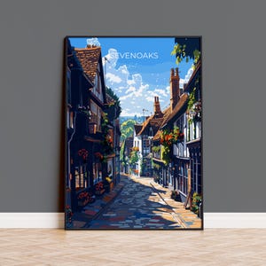 Impresión de viaje de Sevenoaks, póster de viaje de Sevenoaks, regalo de arte de la campiña de Kent, Inglaterra, regalo para amantes del arte de Sevenoaks, impresión de arte de pared