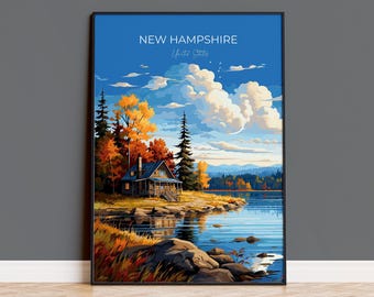 New Hampshire Print, Travel Poster of New Hampshire, Autumn Fall Art Gift, New Hampshire Art Gift, USA, Travel Gift