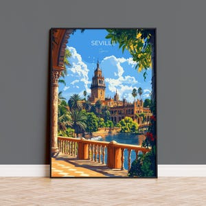 Seville Travel Poster, Travel Print of Seville, Spain Poster, Seville Wall Art Lovers Gift, Spain Art Gift