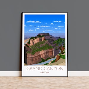 Grand Canyon Travel Print Wall Art, Travel Poster of Grand Canyon, Grand Canyon Art Lovers Gift, Arizona, USA Travel Art
