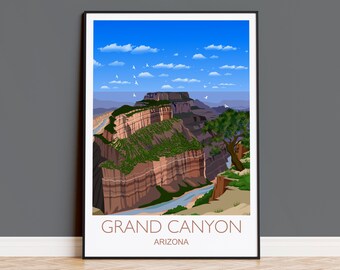 Grand Canyon Travel Print Wall Art, Travel Poster of Grand Canyon, Grand Canyon Art Lovers Gift, Arizona, USA Travel Art