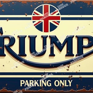 Digital Download | Triumph Parking Only Poster — Retro Tin Sign Style Wall Art (Ultra-HD)