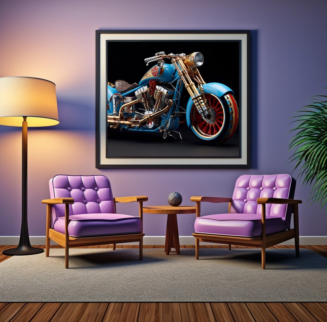 Motorcycle Motorbike Harley Davidson Art Prints Digital Etsy