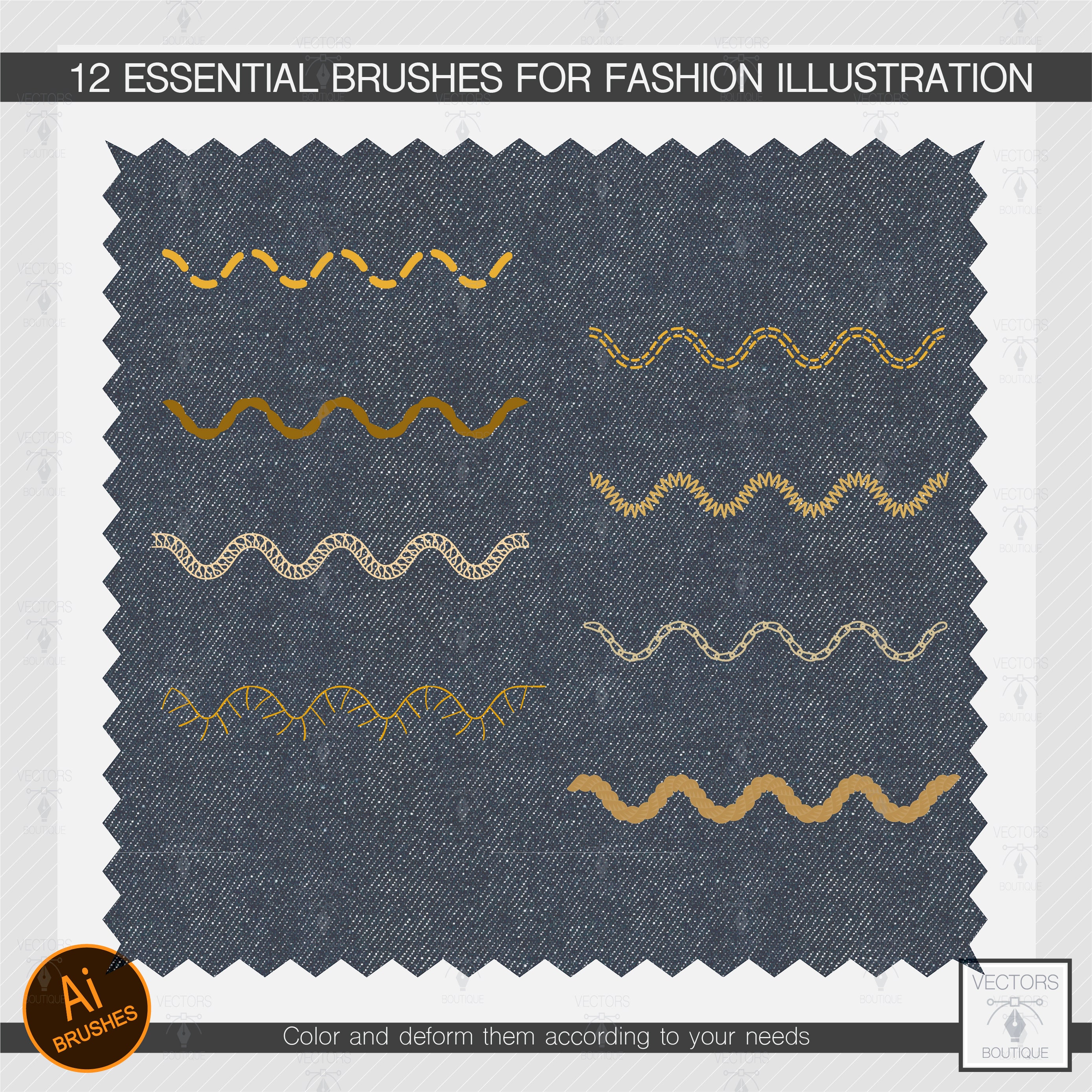 12 Essential Illustrator Brushes for Fashion Illustration. Vectors