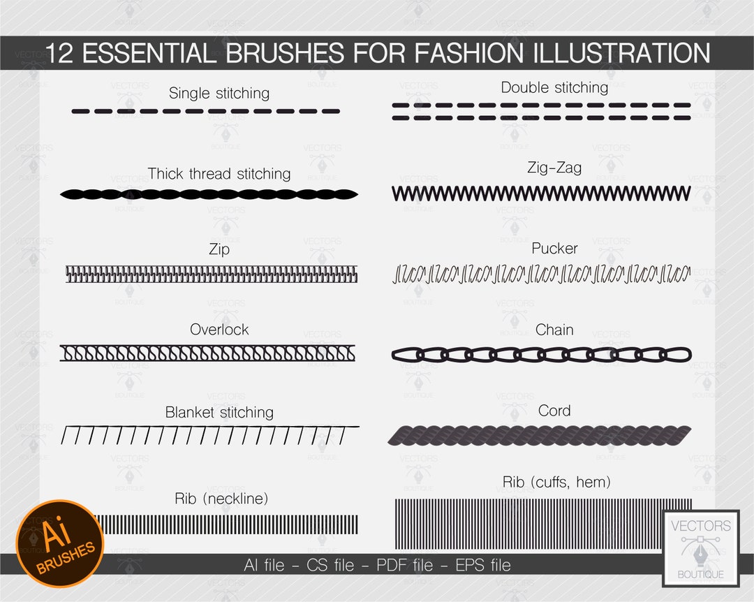 12 Essential Illustrator Brushes for Fashion Illustration. Vectors