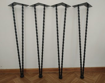 Hairpin legs,Set of 4-75 cm Bare stele Hairpin table desk legs 12mm 2-rod ,free wood screws and clip protectors