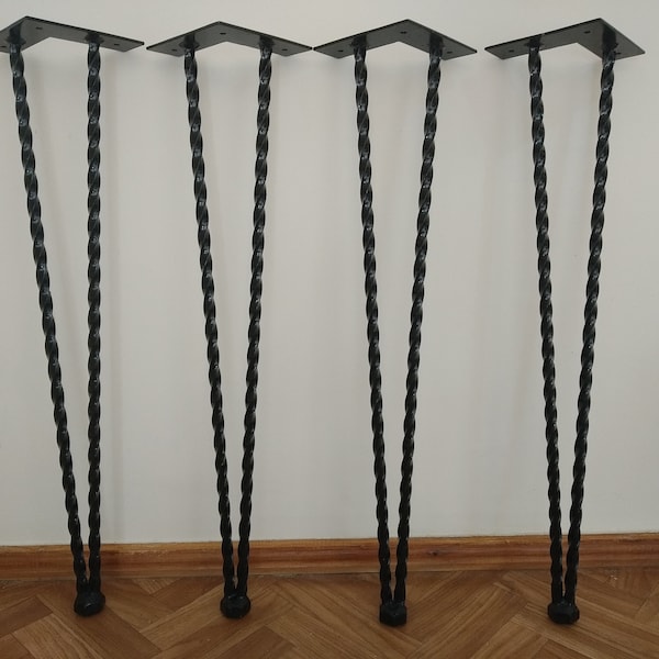 Hairpin legs,Set of 4-75 cm Bare stele Hairpin table desk legs 12mm 2-rod ,free wood screws and clip protectors