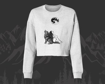 Femme Sauvage Wolf Howling Women’s Cropped Crewneck Sweatshirt
