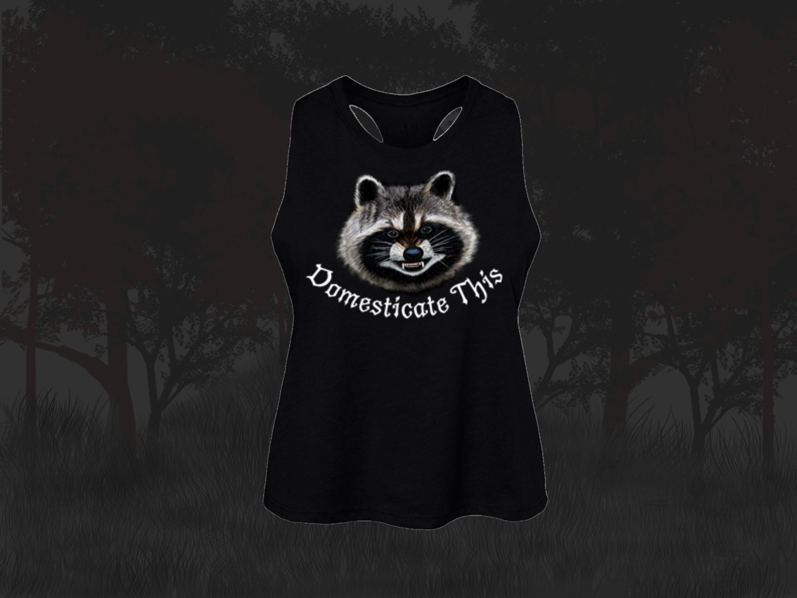 Domesticate This Raccoon Women's Cropped Racerback Tank Top