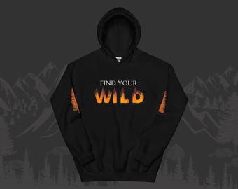 Sudadera con capucha de peso pesado para mujer Find Your Wild de otoño