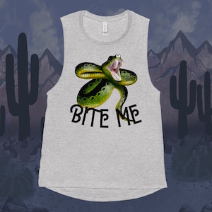 Bite Me Women’s Snake Muscle Tank Top