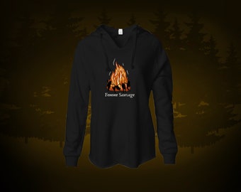 Fire Dancing Embroidered Long Hooded Sweatshirt