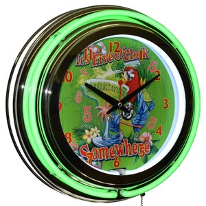It's 5 O'Clock Somewhere! Margaritaville Double Neon Bar Clock