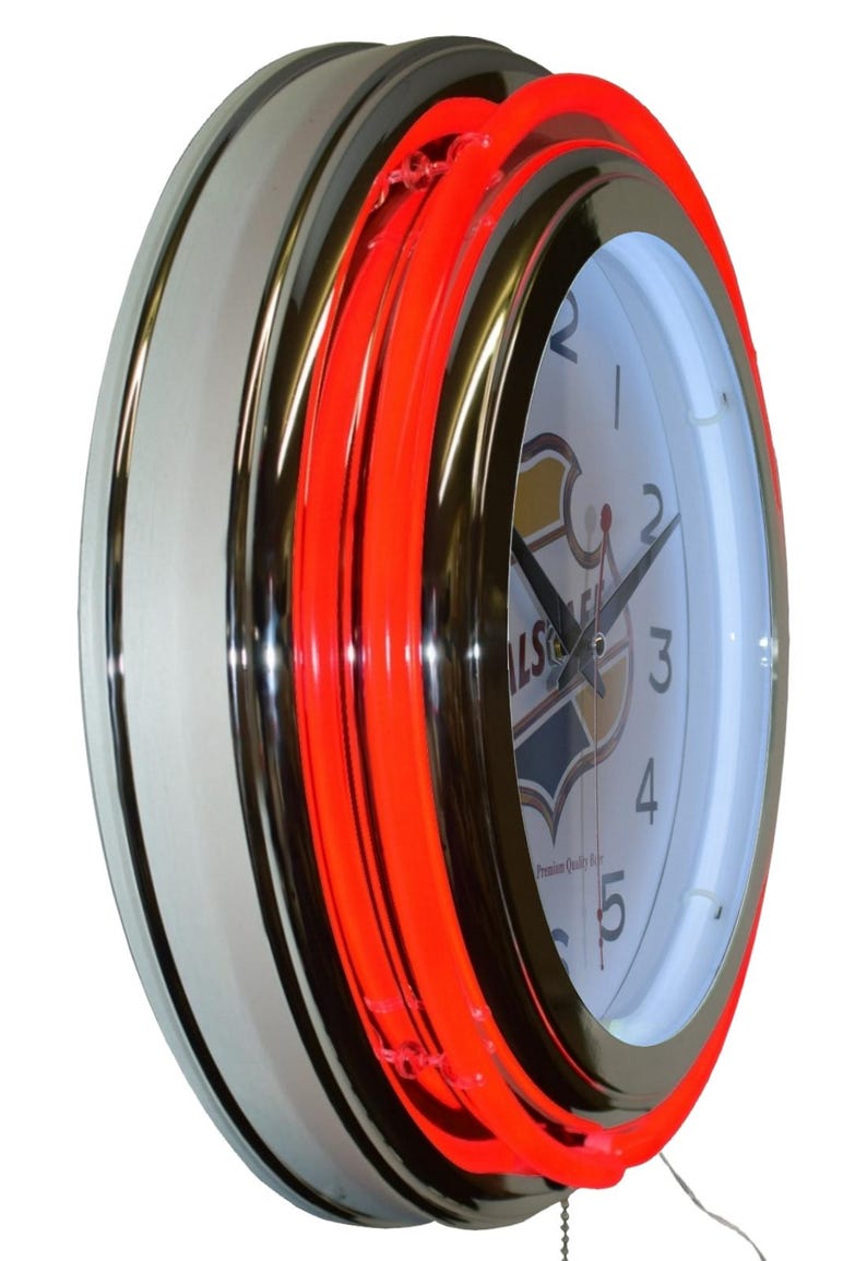 Red Neon Clock Falstaff Beer Brewing Double Neon Clock Man Cave Decor (15