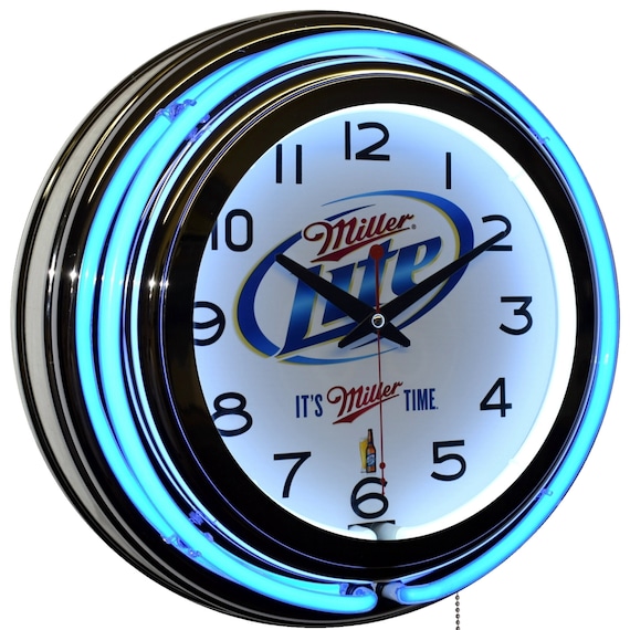 Miller Lite Blue Double Neon Bar Clock, Man Cave Decor - Etsy Miller Lite Blue Double Neon Bar Clock, Man Cave Decor - Etsy