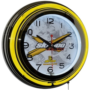 Ski-Doo Team Yellow Neon Sport Clock - Man Cave Decor