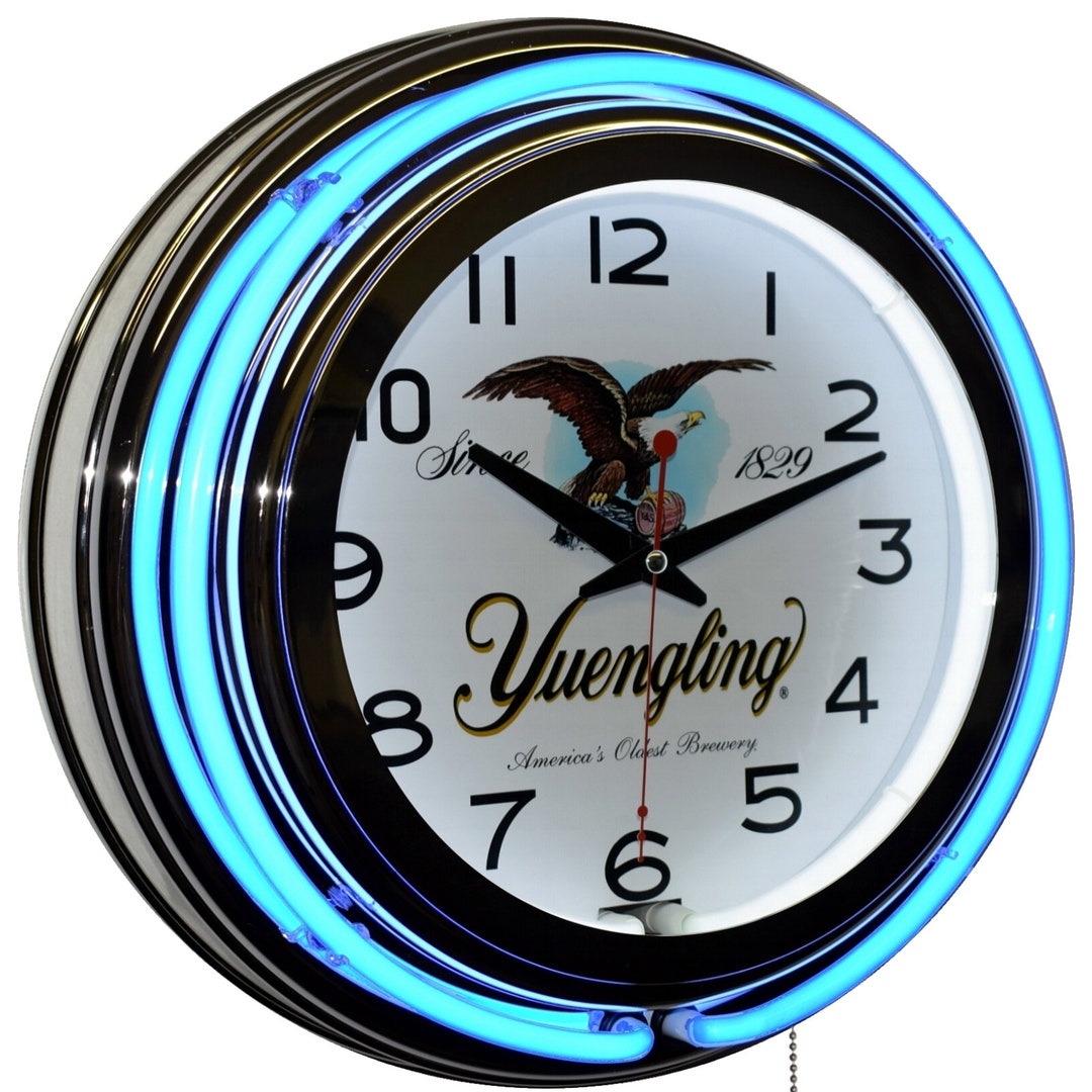 Yuengling America's Oldest Brewery Since 1829 Blue Double Neon Bar Clock Man Cave Decor Etsy