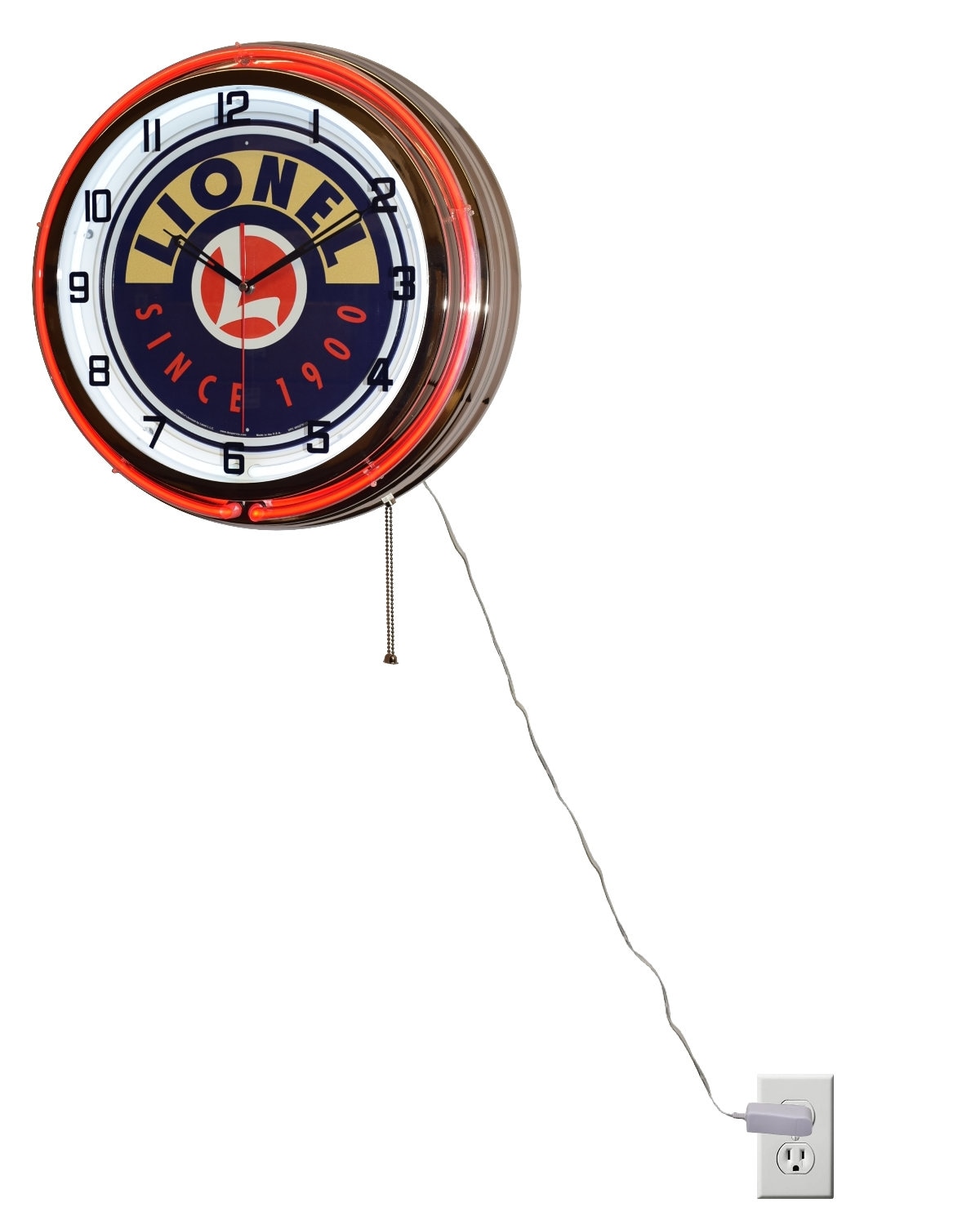 Lionel Train Neon Clock: Orange Double Neon, Garage Decor