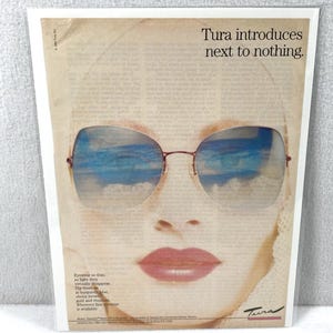 Vintage Print Ad 80&#39;s Tura Eyewear Genuine Magazine Advertisement Ephemera