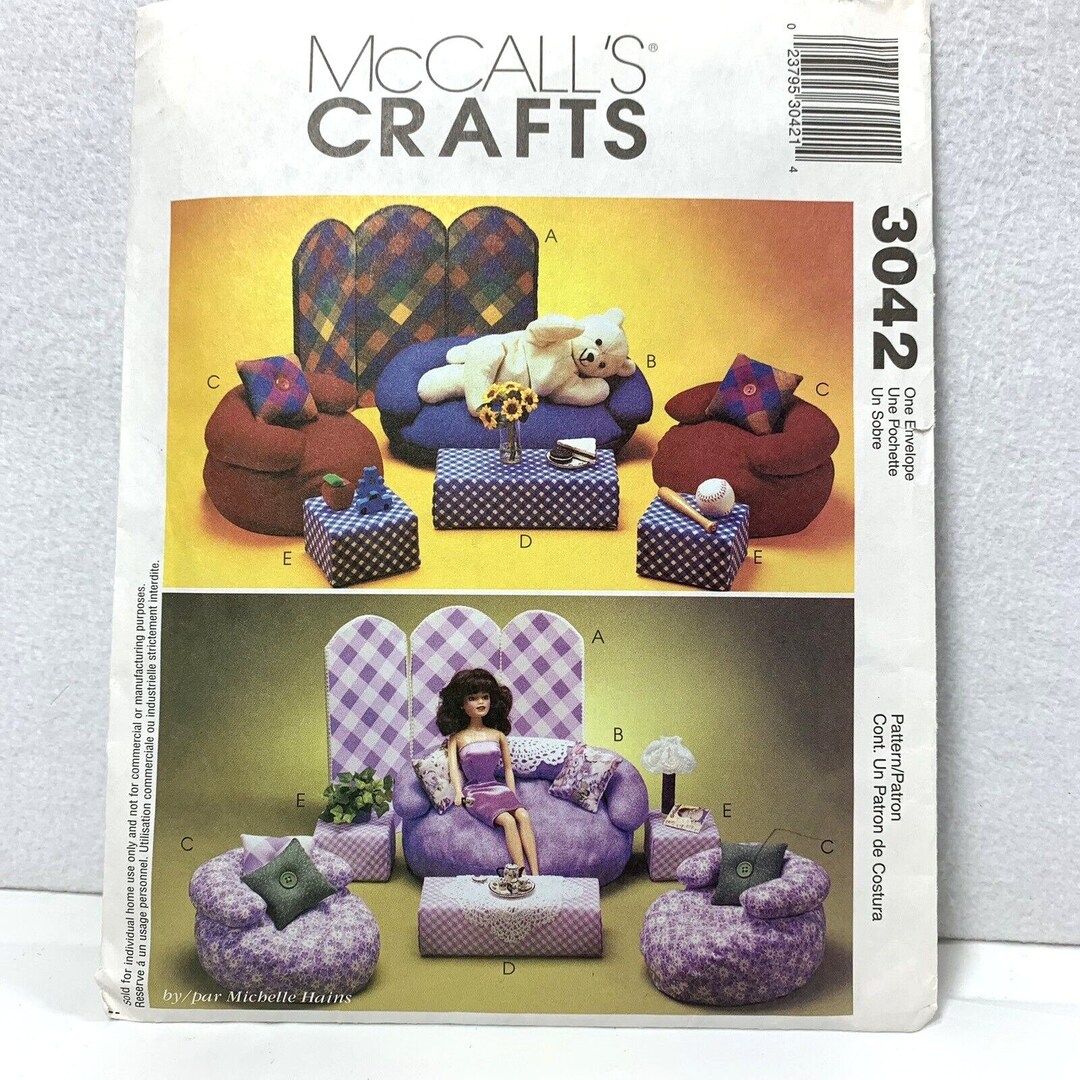 Mccall's Crafts Barbie Bean Bag Furniture Pattern 3042 Etsy