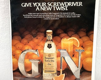 Vintage 1983 Seagrams Gin Genuine Magazine Advertisement Print Ad Ephemera Decor