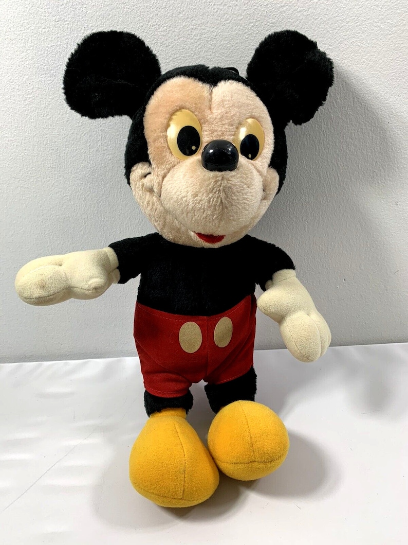 Vintage Disney Mickey Mouse Stuffed Animal Toy Plush Plastic Eyes & Nose image 2