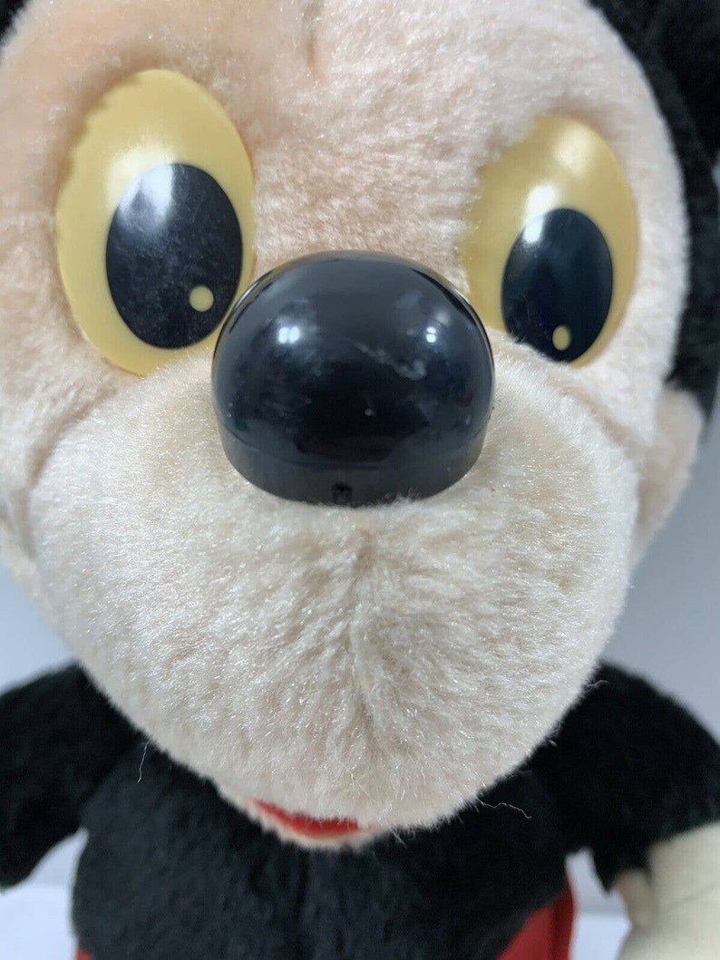 Vintage Disney Mickey Mouse Stuffed Animal Toy Plush Plastic Eyes & Nose image 4